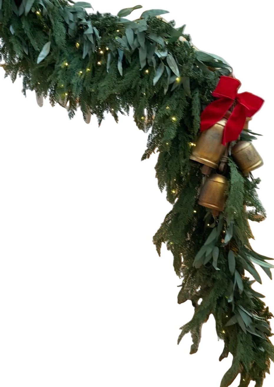 9’ Artificial Real-Touch Cedar and Long Leaf Eucalyptus Garland
