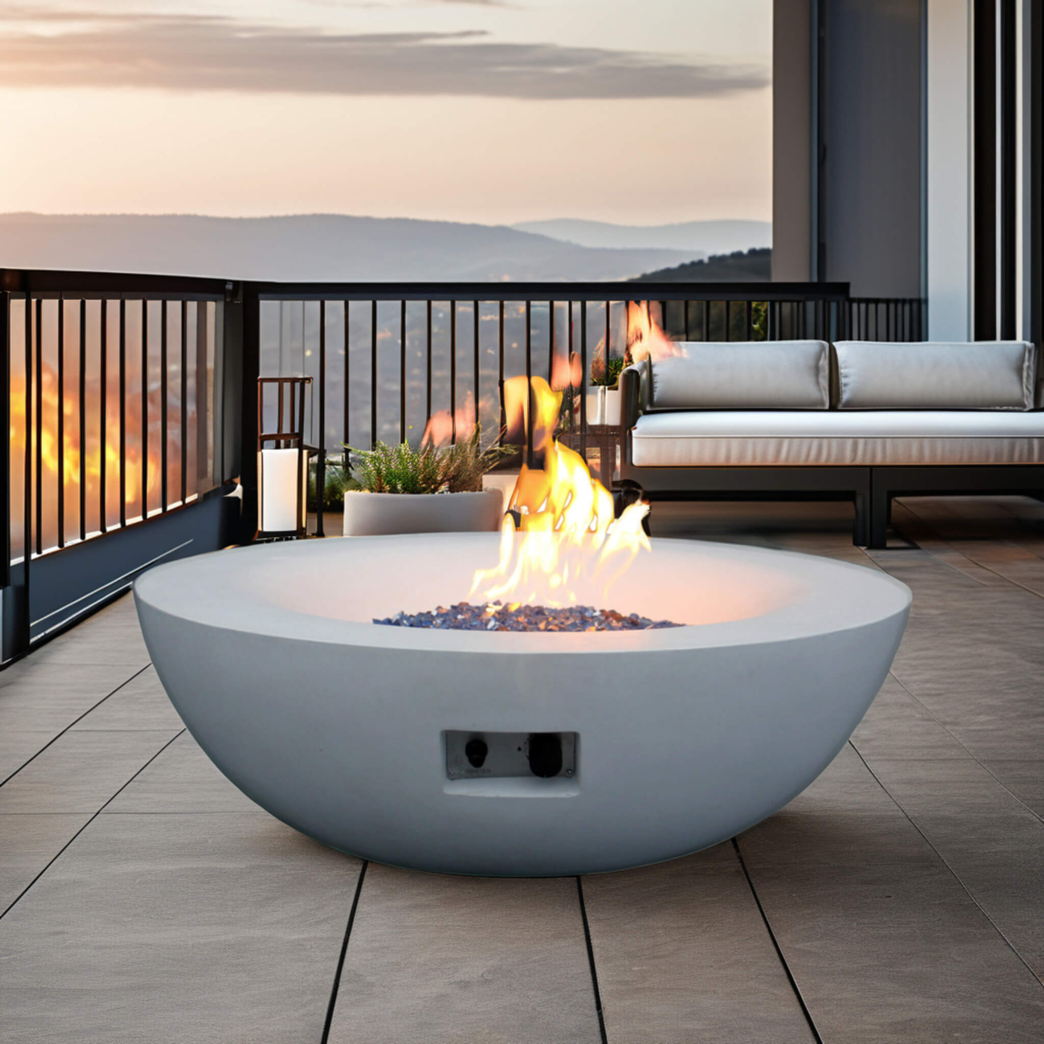 Alora 42-Inch Modern Outdoor Concrete Propane Gas Fire Pit Bowl (SAK51260)