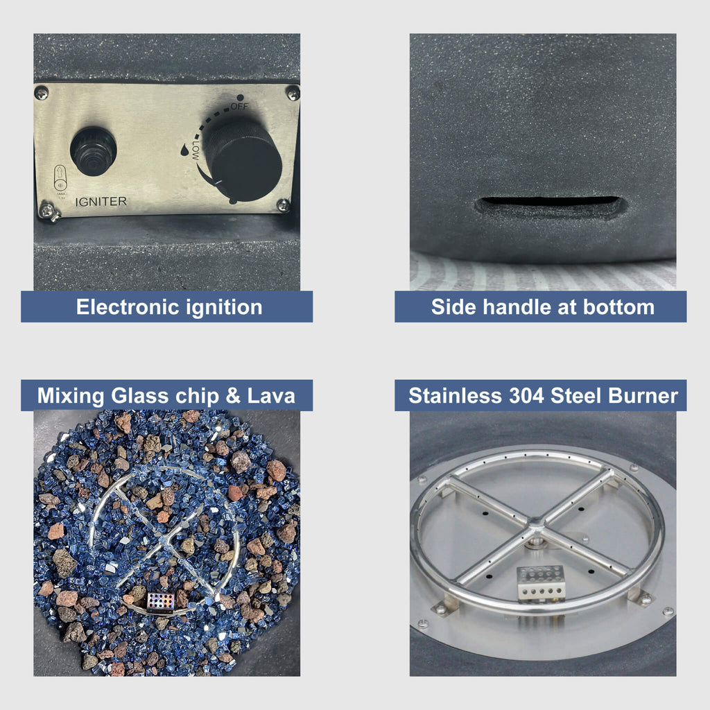 Alora 42-Inch Modern Outdoor Concrete Propane Gas Fire Pit Bowl (SAK51260)