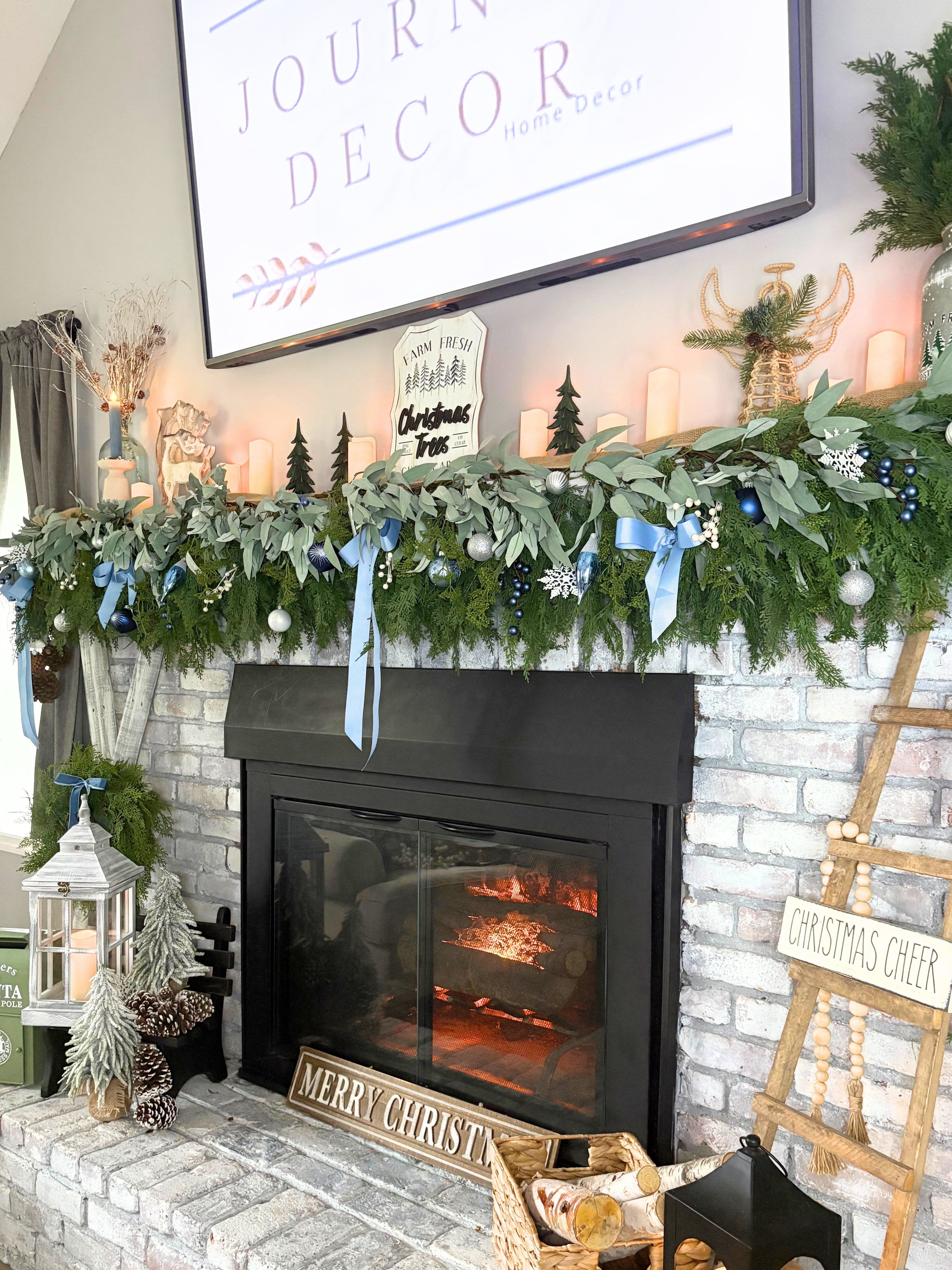 9’ Artificial Real-Touch Cedar and Long Leaf Eucalyptus Garland