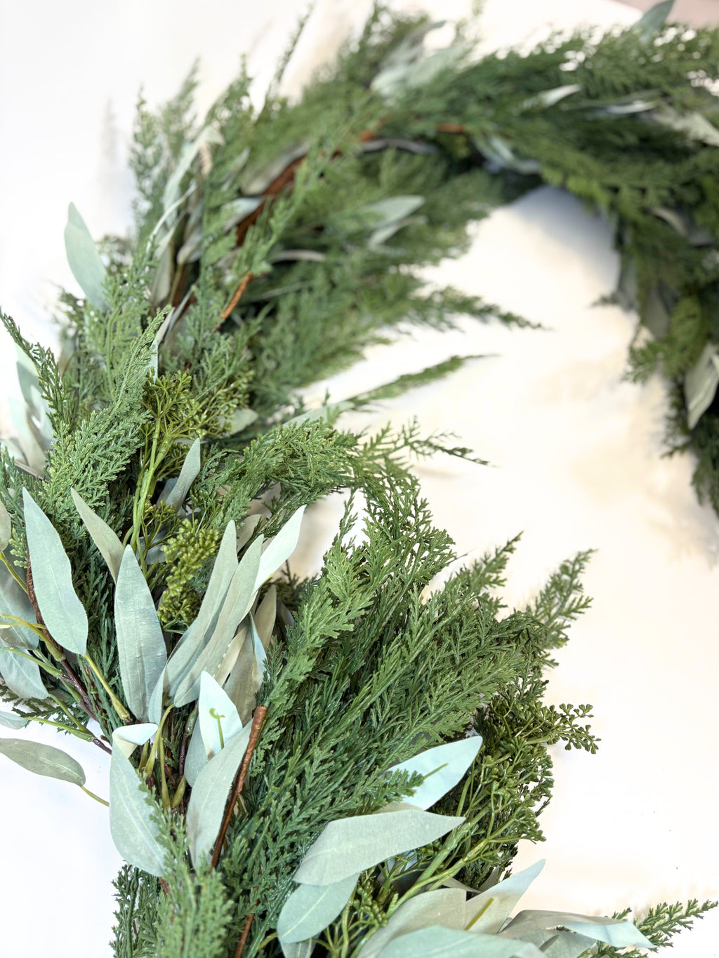 9’ Artificial Real-Touch Cedar and Long Leaf Eucalyptus Garland