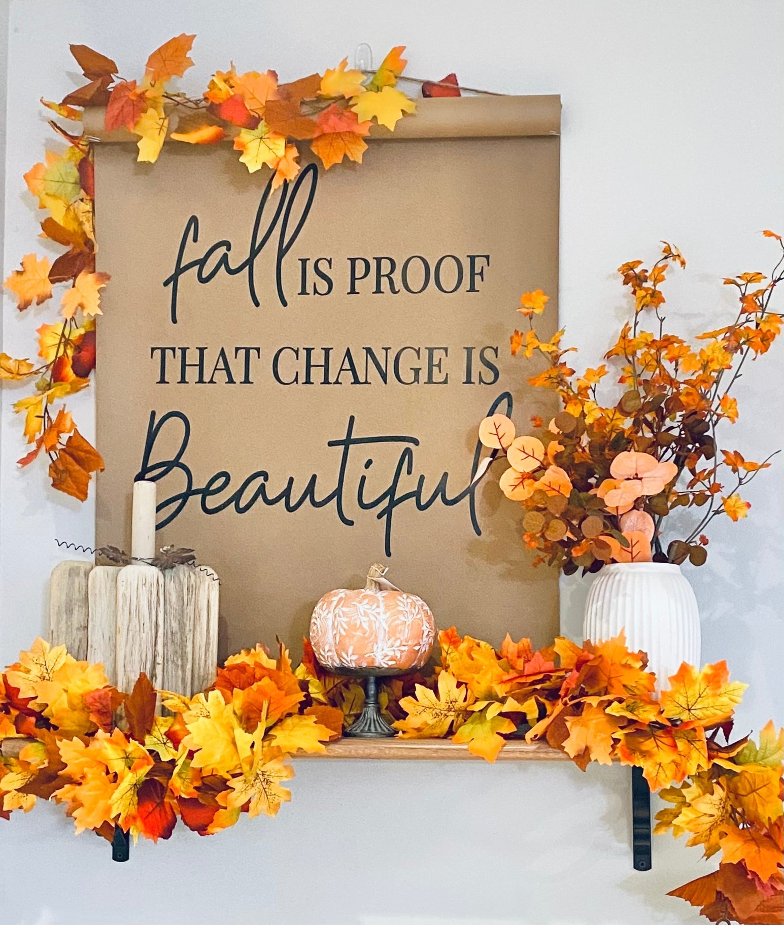 Artificial Orange Maple Leaf Garland