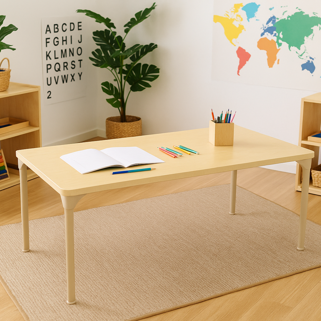 Rectangular Adjustable Kids Classroom Table – 17" to 25" Height | Durable Activity Table for School & Home