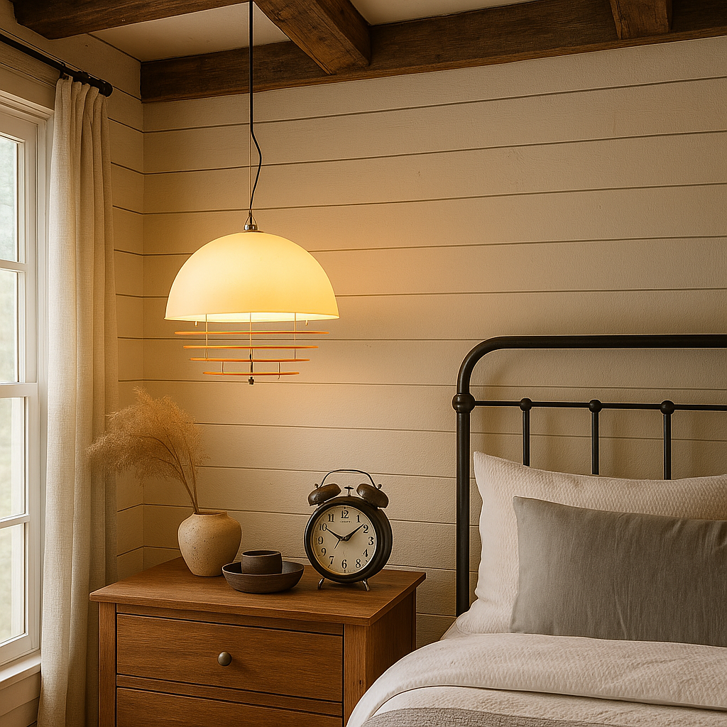 Sunrise Glow Pendant Light, Modern Dome Ceiling Lamp with Layered Metal Design