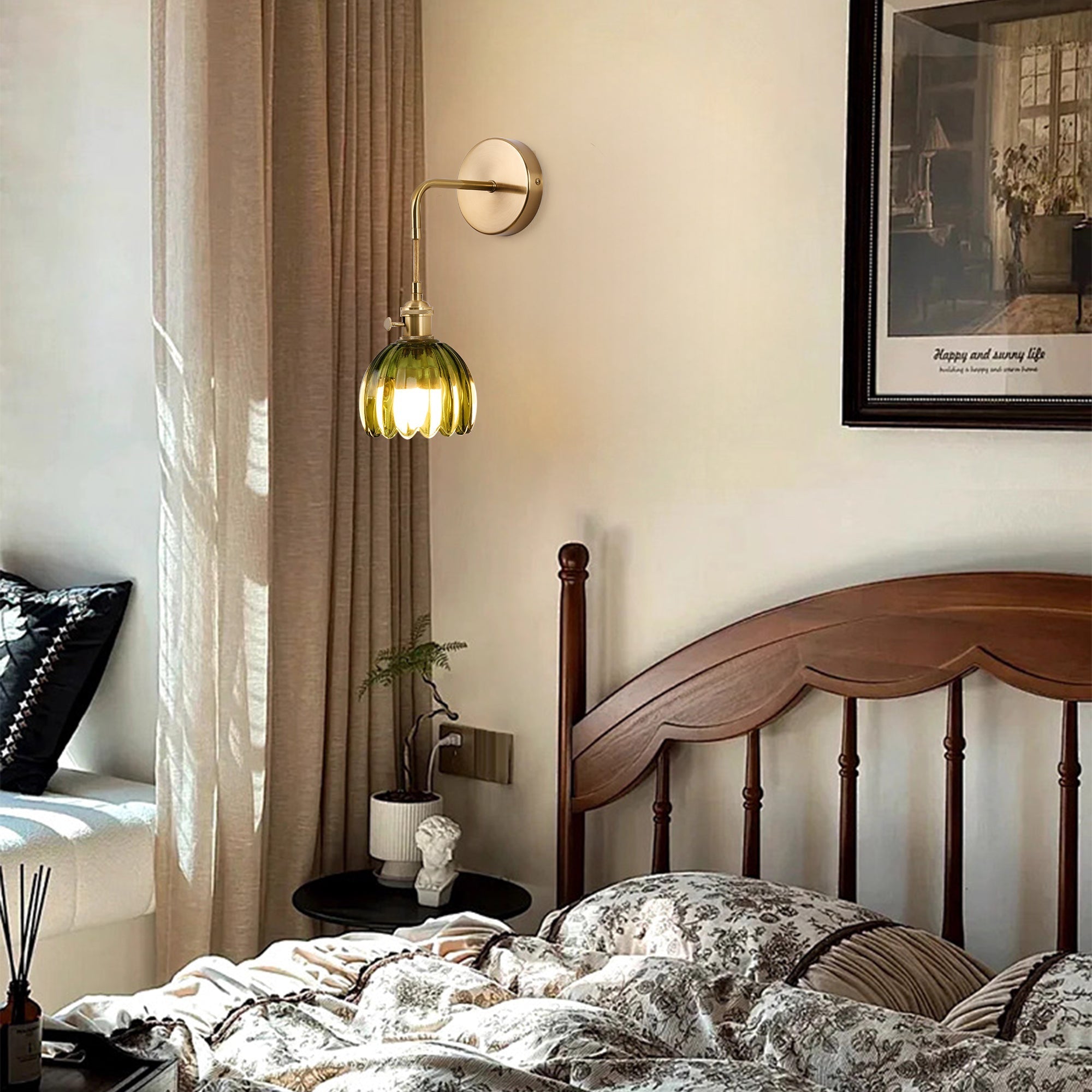 2-Pack Vintage Cordless Glass Wall Lamp with  Rechargeable Light Bulbs