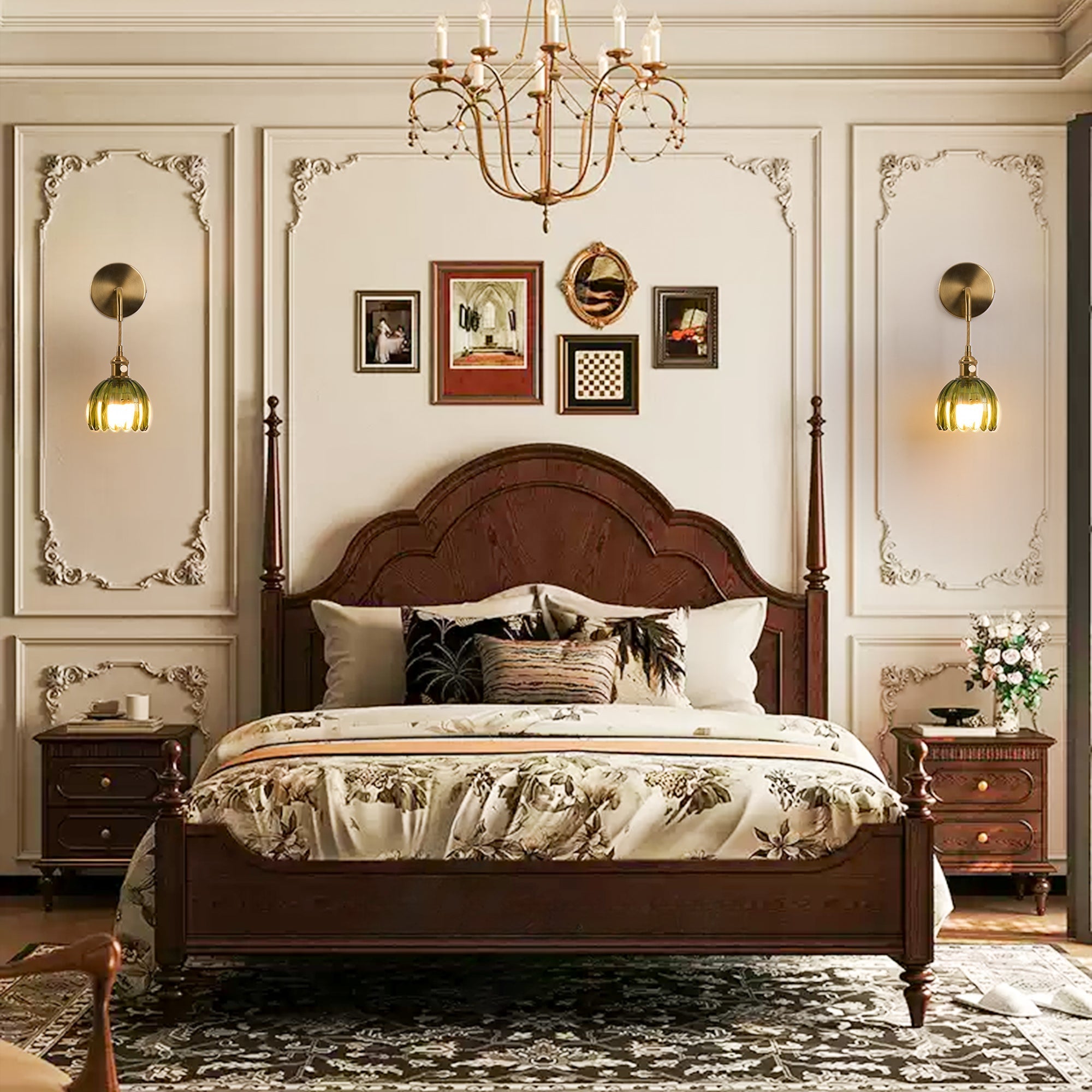 2-Pack Vintage Cordless Glass Wall Lamp with  Rechargeable Light Bulbs