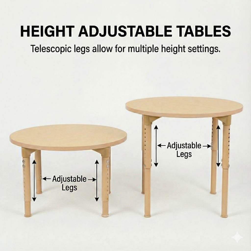 Square Adjustable Kids Table – 17" to 25" Height | Activity Table for Classrooms, Daycares & Homeschool