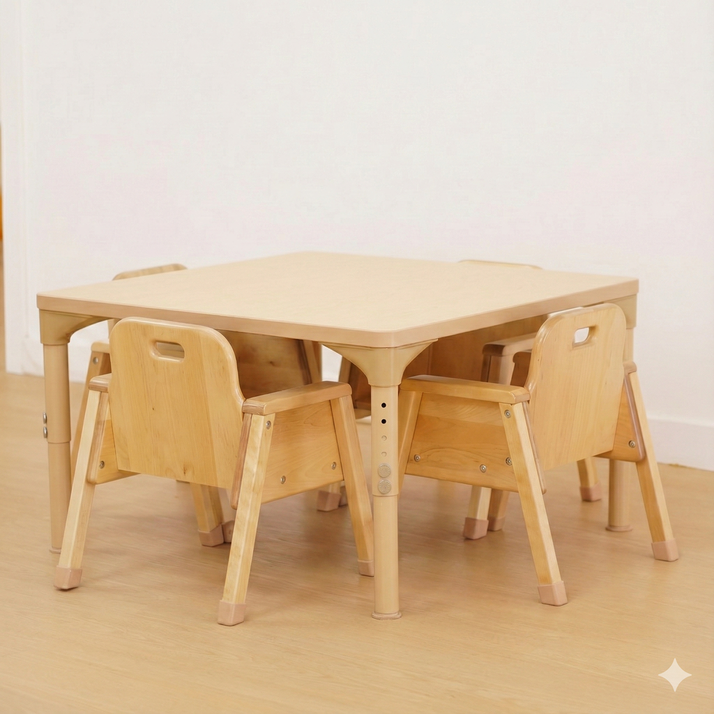 Square Adjustable Kids Table – 13" to 17" Height | Preschool & Toddler Activity Table for Classrooms & Daycares