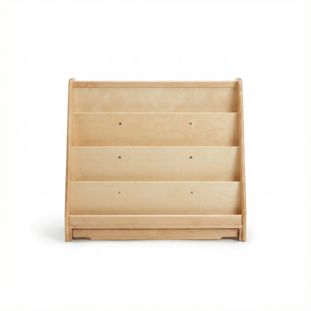 Wooden Classroom Bookshelf – 4 Tier Front-Facing Display | 32" H x 36.5" W x 14.5" D