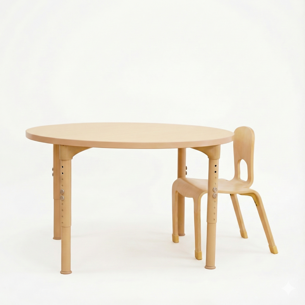 Round Adjustable Kids Table – 36" Diameter, 17" to 25" Height | Classroom, Montessori & Daycare Activity Table