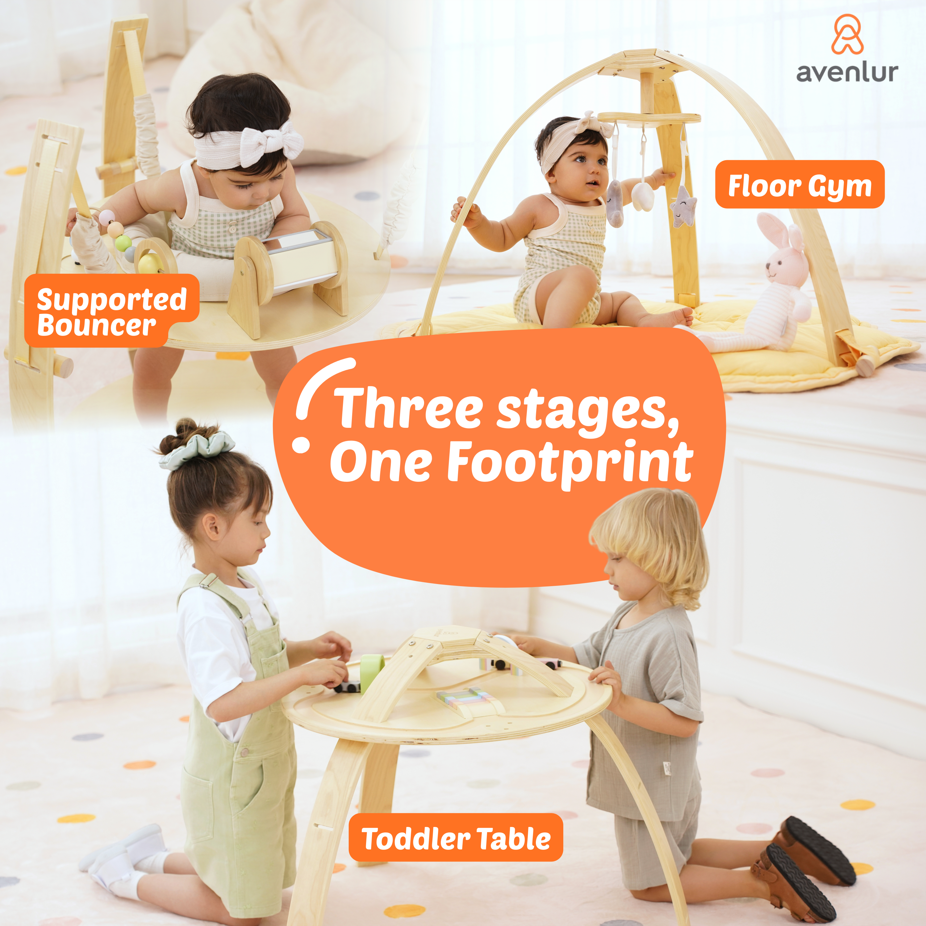 Ivy | 3-in-1 Baby Bouncer,  Gym & Toddler Activity Table
