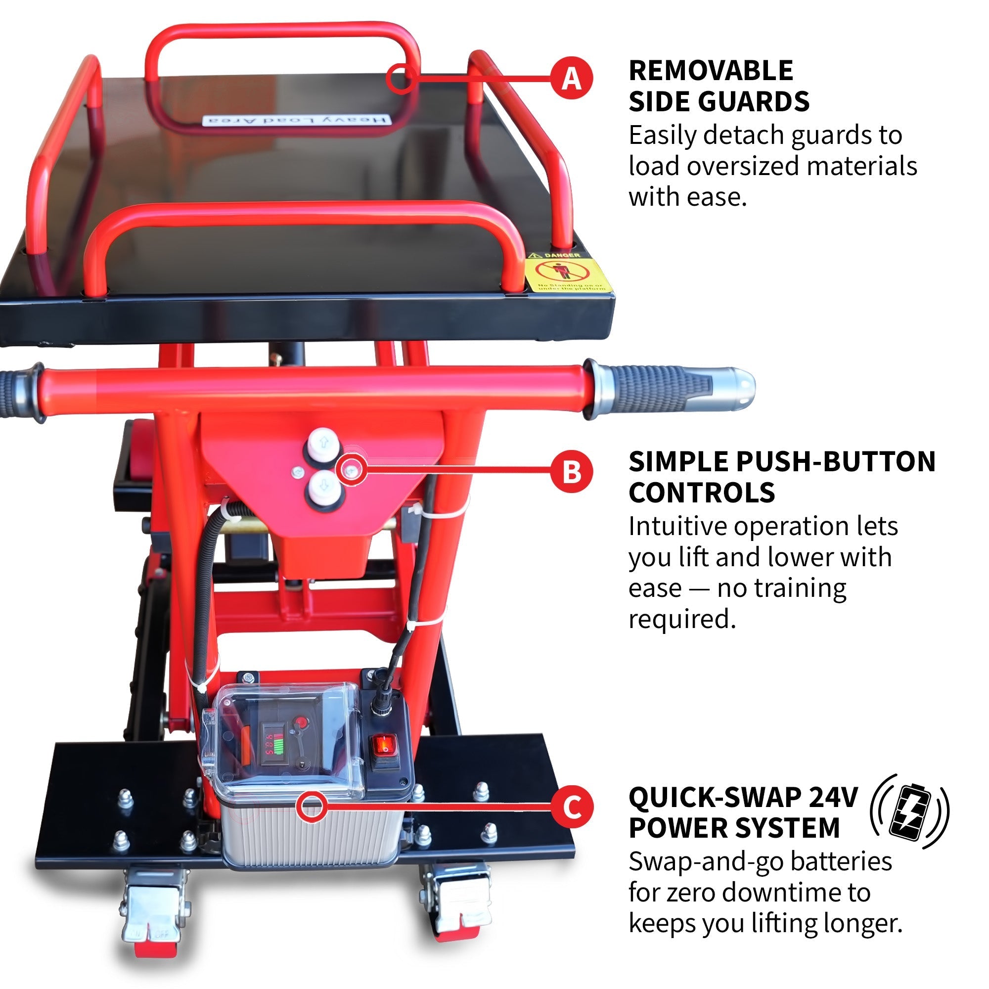 Electric Hydraulic Lift Table – 600 lb, 59 in. Extension Portable Powered Scissor Lift Cart for Warehouses, Shops & Material Handling