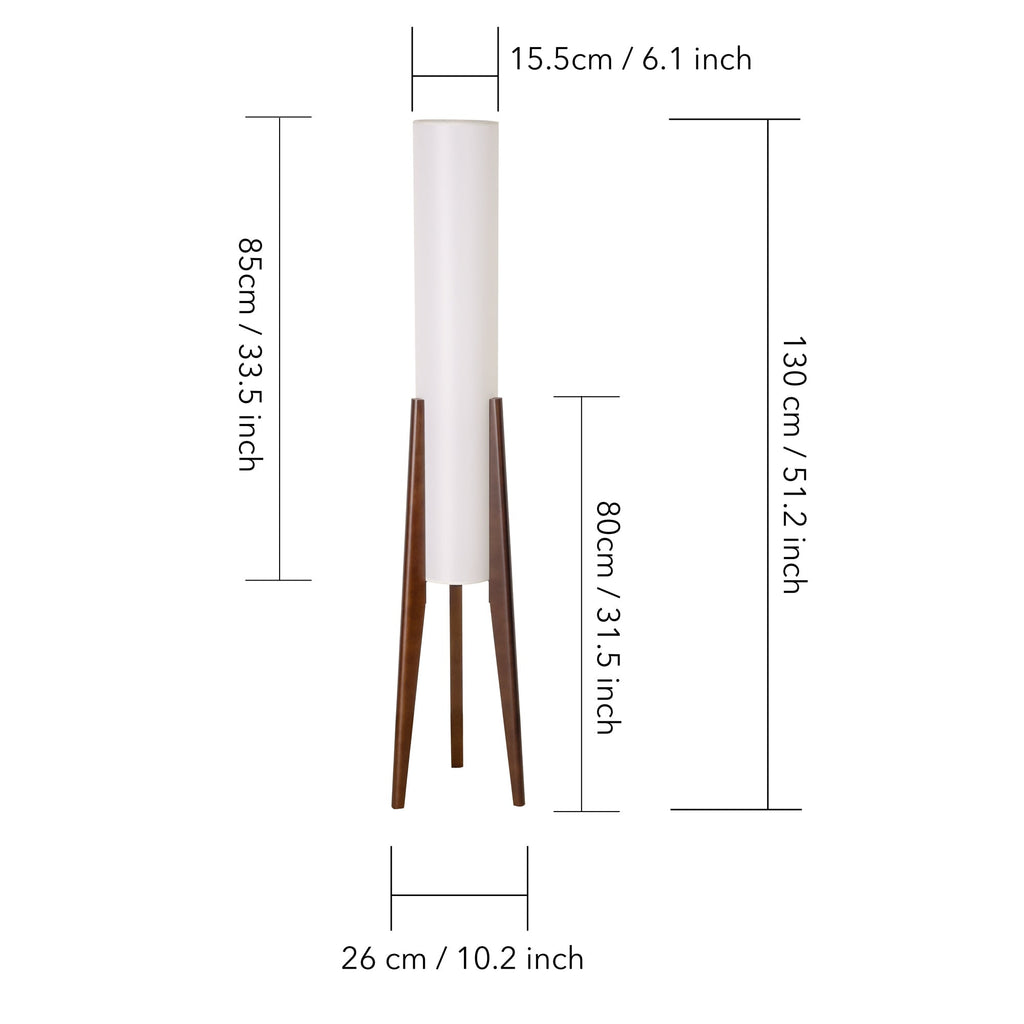 Modern Cylinder Floor Lamp with Wooden Tripod Legs