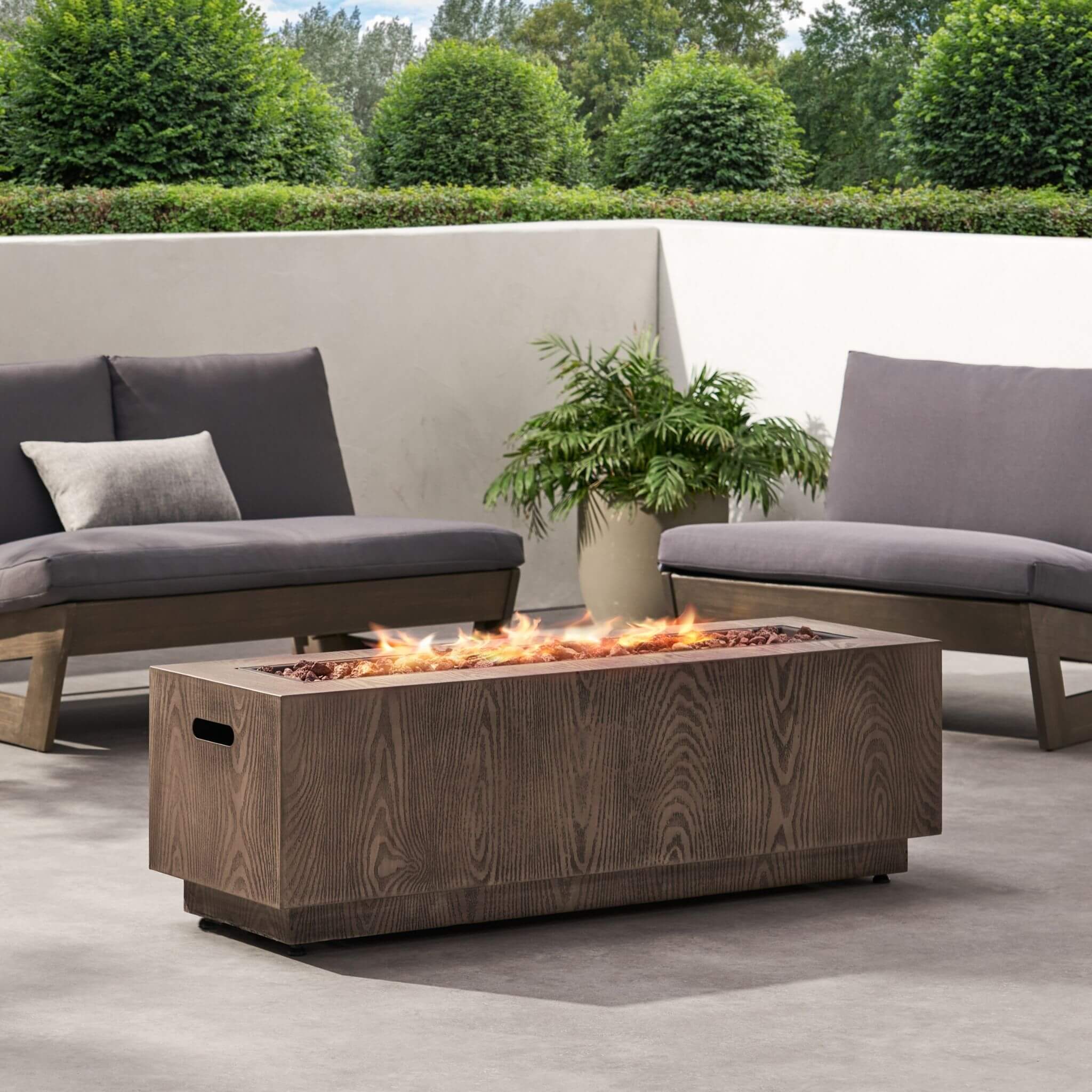 Alora 48-Inch Modern 50K BTU Outdoor Rectangular Propane Gas Fire Pit With Lava Rocks (SAK82521)