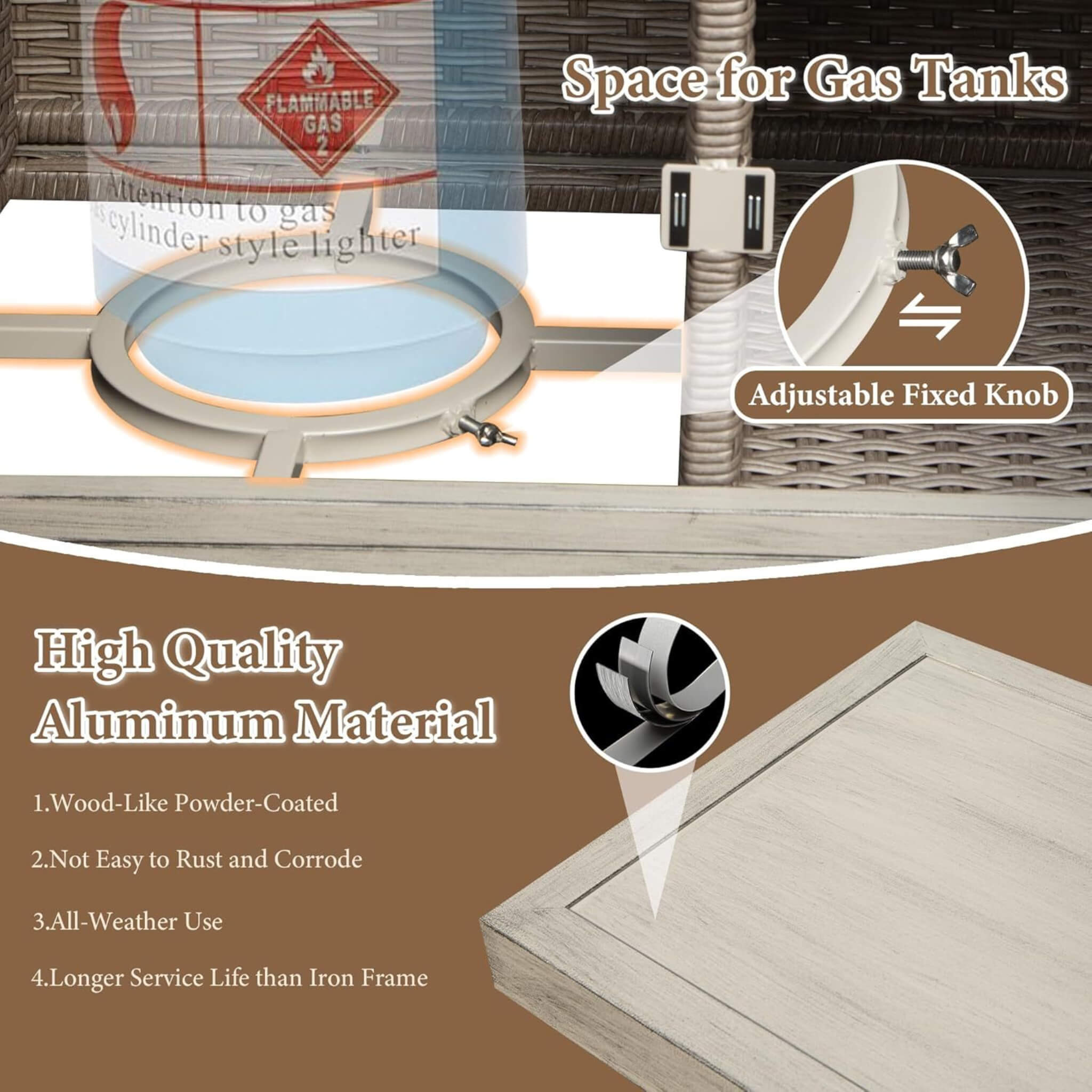 Alora Premium All-Weather Spacious Outdoor Patio Bar Table With Aluminum Frame (SAK51876)