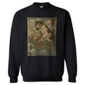 Cat Destroying City Ukiyo-E Crewneck Sweatshirt