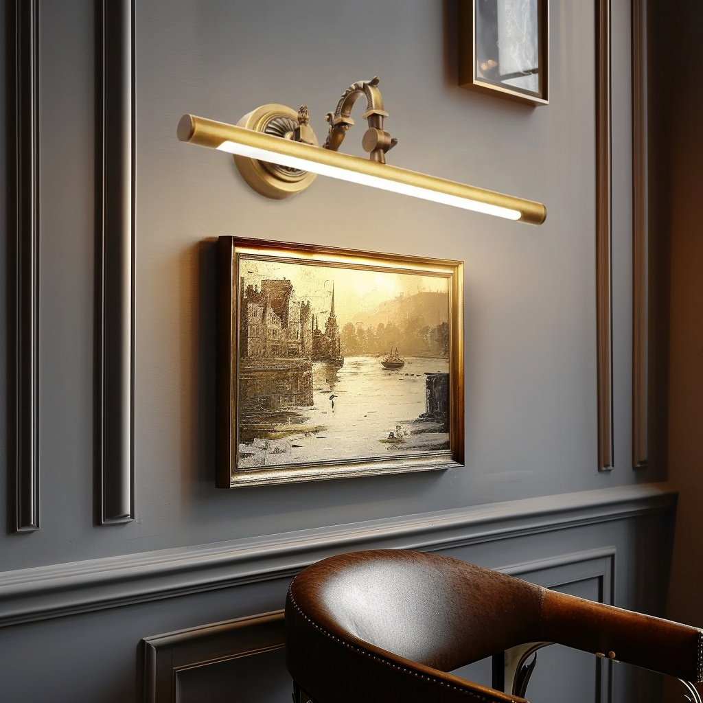 18" Vintage Brass Wall Light Sconces, 9W LED Wall lamp Retro Mirror Front lamp