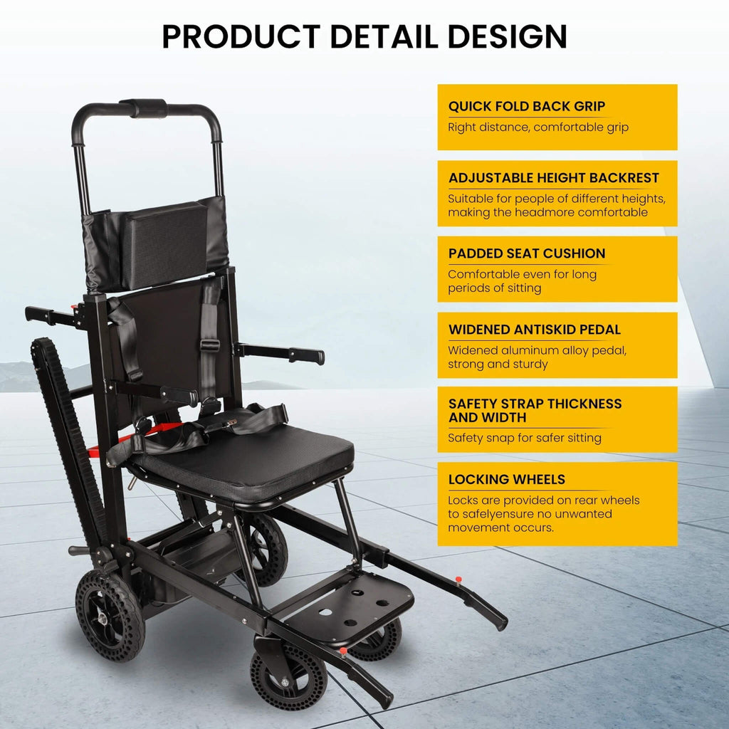 Heavy-Duty Electric Foldable Stair Climbing Wheelchair, 450LBS [FDA Approved (SAK92801)