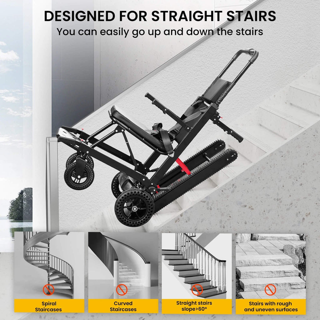Heavy-Duty Electric Foldable Stair Climbing Wheelchair, 450LBS [FDA Approved (SAK92801)
