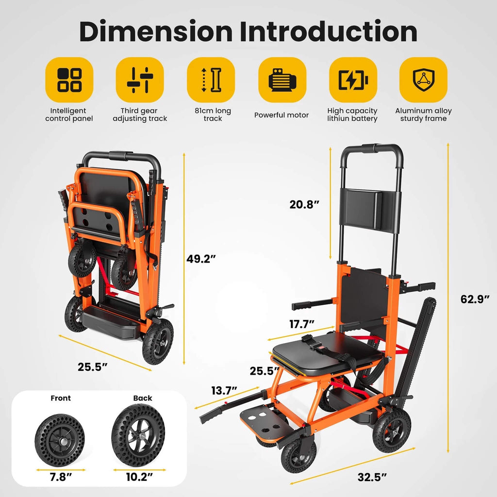 Heavy-Duty Motorized Stair Climbing Wheelchair, 440LBS [FDA Approved] (SAK47103)