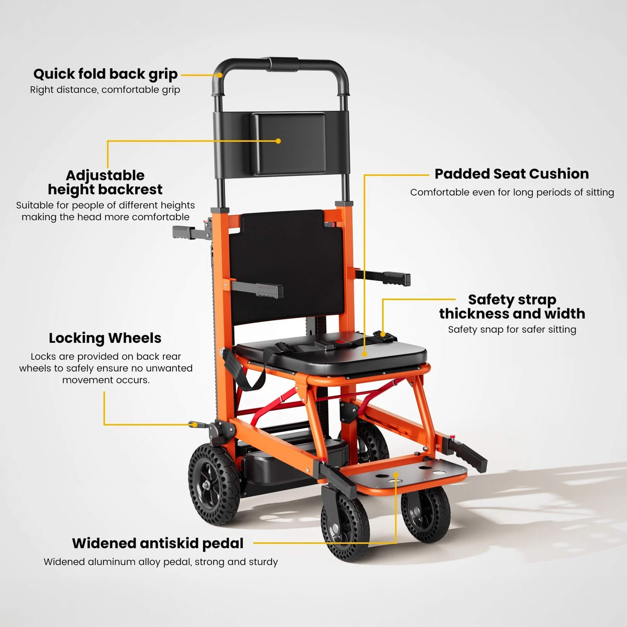Heavy-Duty Motorized Stair Climbing Wheelchair, 440LBS [FDA Approved] (SAK47103)