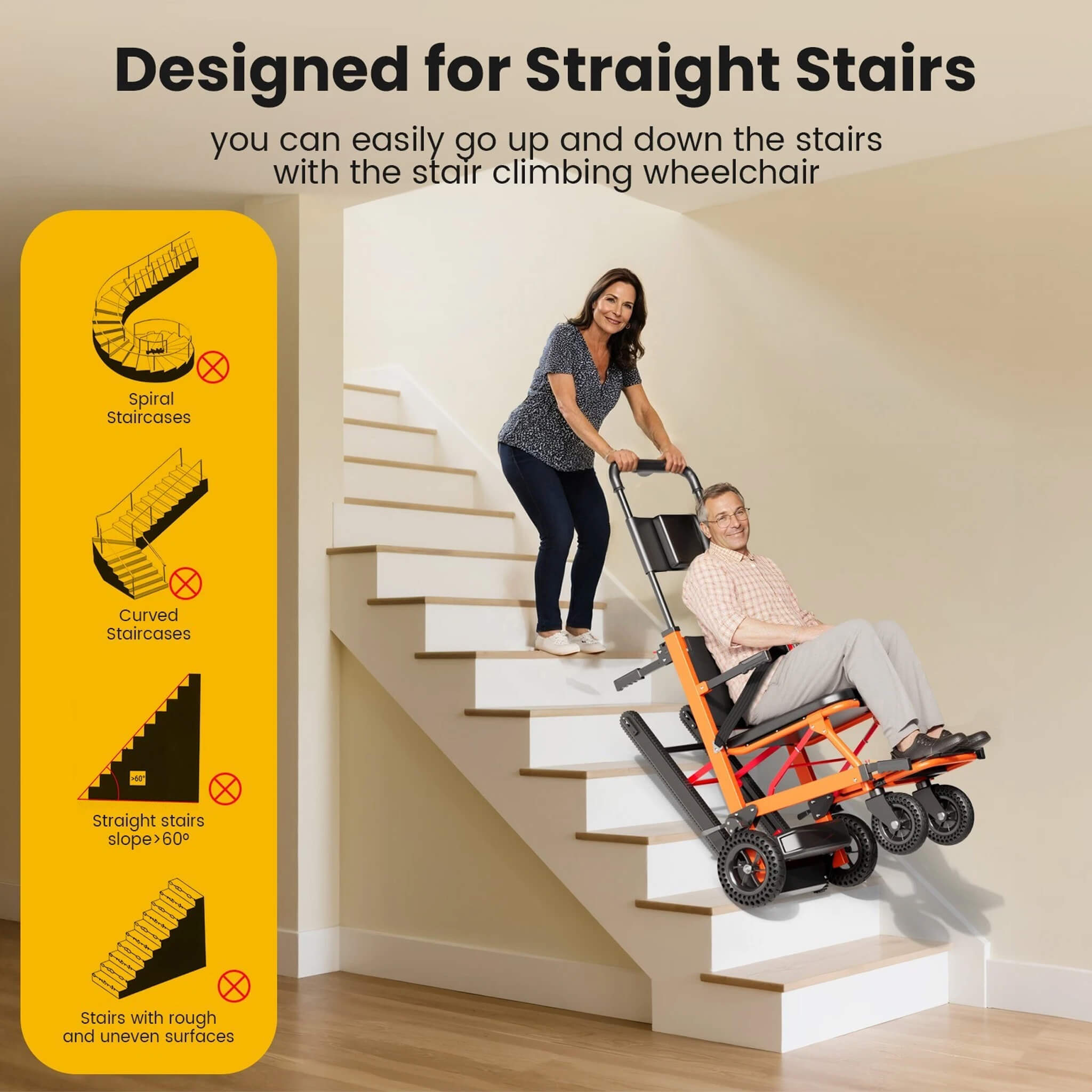 Heavy-Duty Motorized Stair Climbing Wheelchair, 440LBS [FDA Approved] (SAK47103)