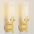 Gold Hardwired Wall Sconces Set of 2, Modern Bathroom Vanity Sconces Wall Lighting