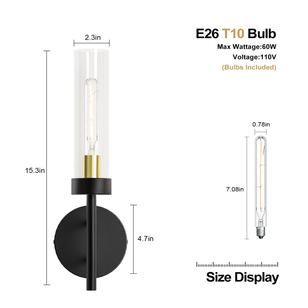 2PCS Glass Farmhouse Wall Lamp, Modern Bathroom Vanity Sconces Wall Lighting