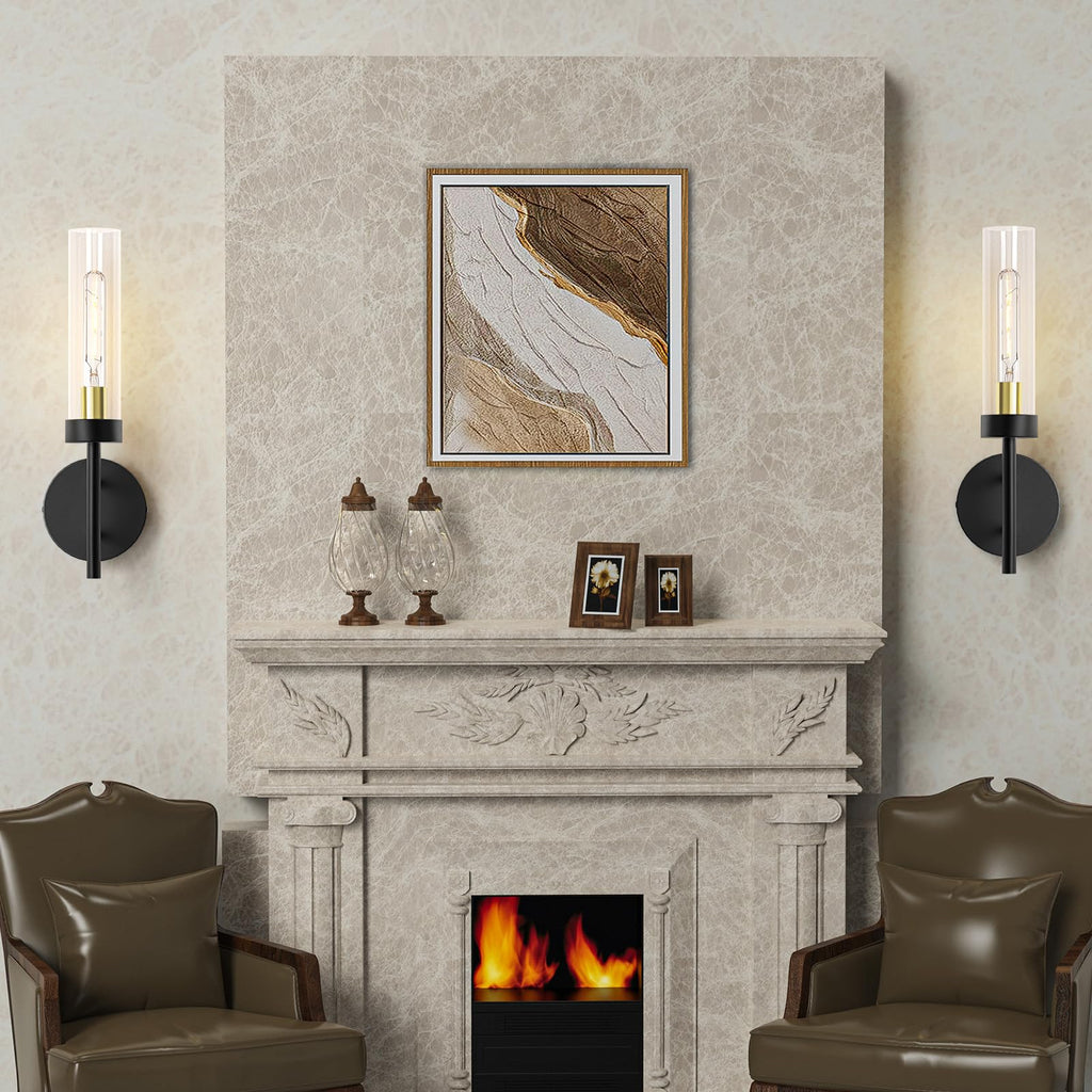 2PCS Glass Farmhouse Wall Lamp, Modern Bathroom Vanity Sconces Wall Lighting