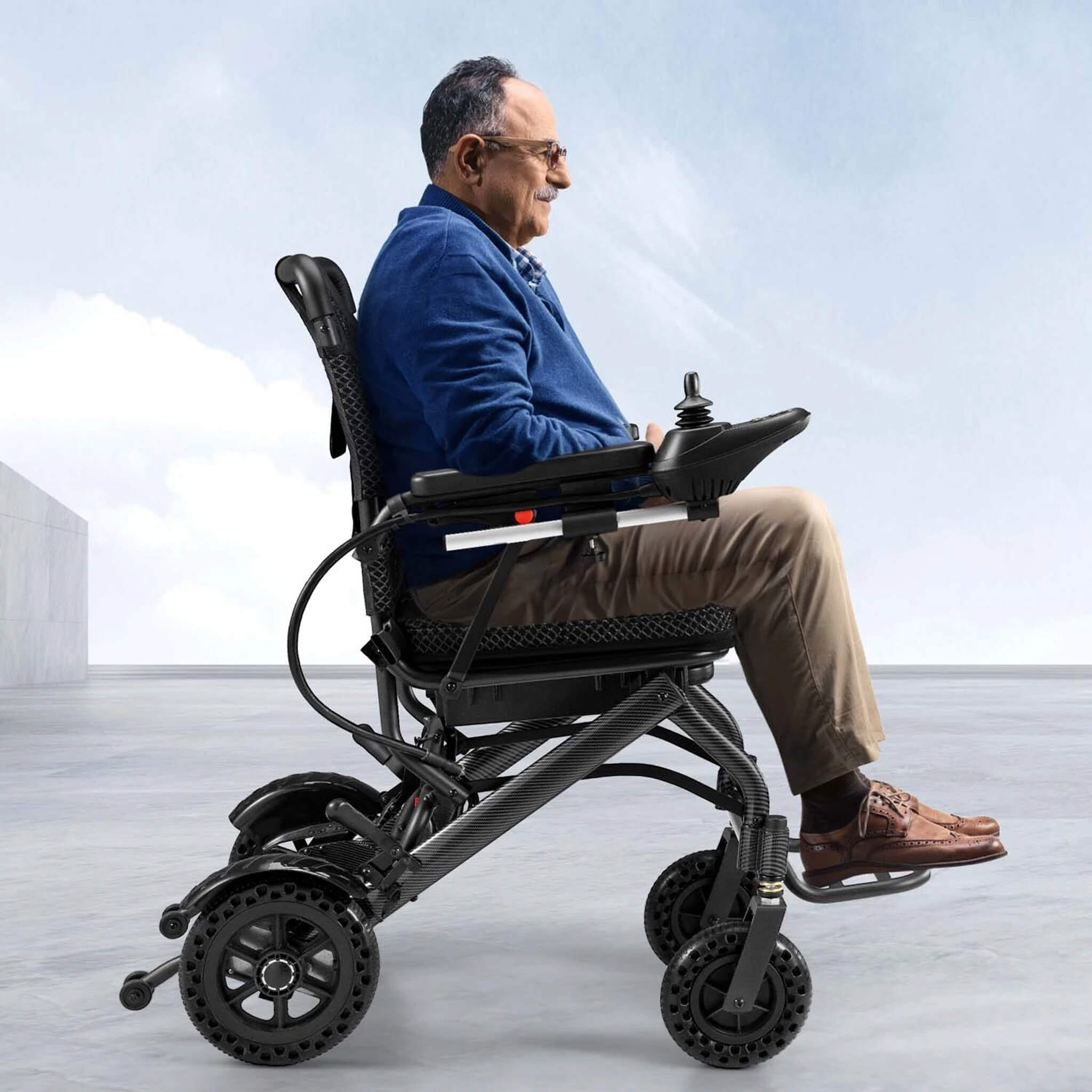 Pride Premium Lightweight Foldable All-Terrain Electric Wheelchair, 300LBS [FDA & Airline Approved] (SAK18673)