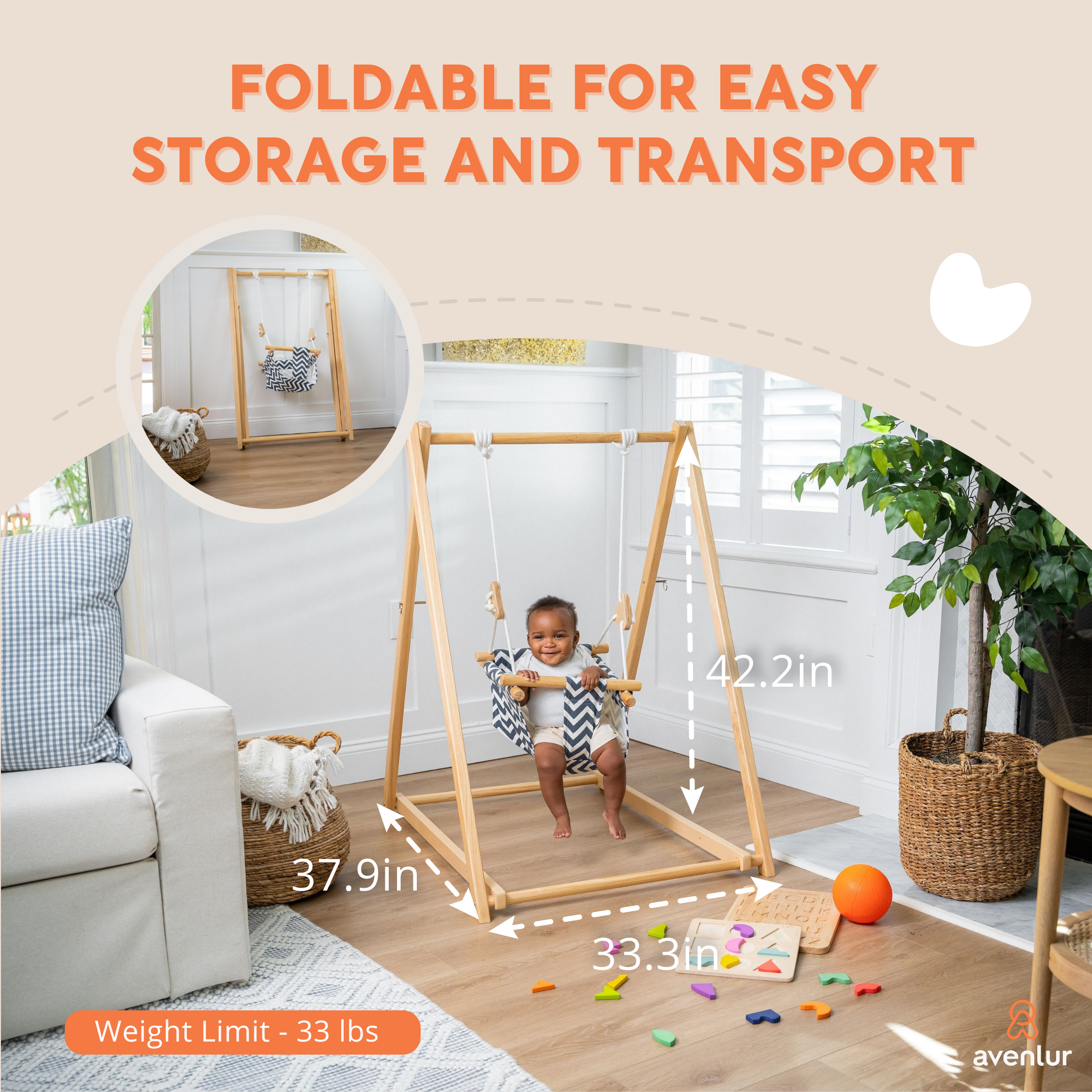 Spruce | Foldable Baby Swing - Beige