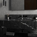 Toros Black Marble Wall-mount Bathroom Vanity Sink Fluted (W)16" (L)50" (H)10"